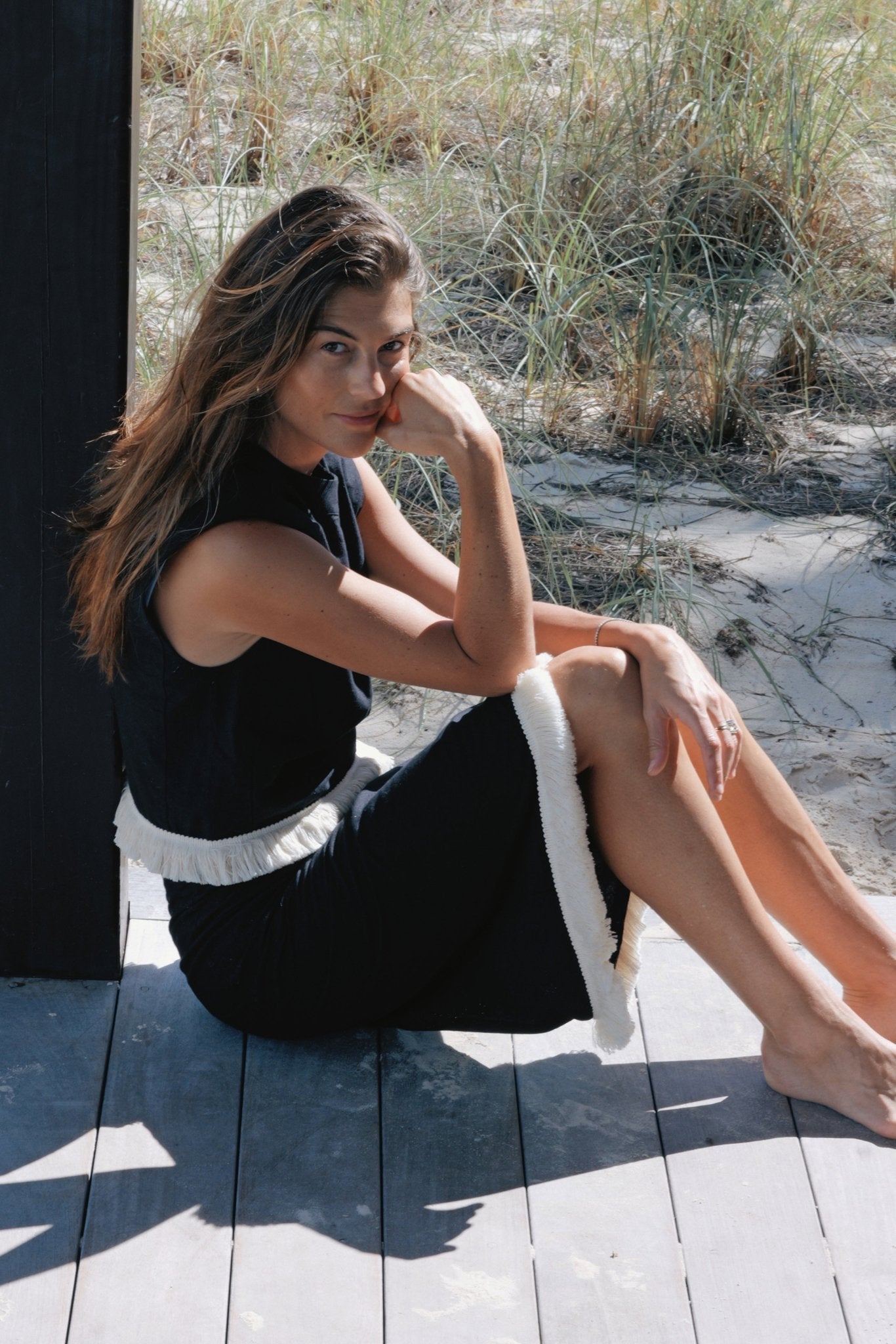 Lou Top - Fringe | Cropped Linen Fringe Top by Zandra Stone