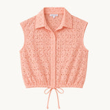 Mattie Broderie Sleeveless Drawstring Shirt - Zandra Stone