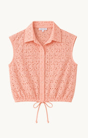 Mattie Broderie Sleeveless Drawstring Shirt - Zandra Stone