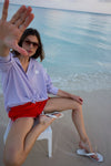 Milla Long Sleeve Purple Cotton Button Down Shirt