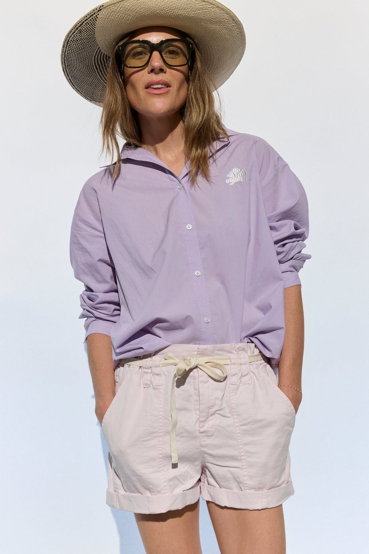 Milla Long Sleeve Button Down Shirt - Purple - Zandra Stone