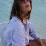 Milla Long Sleeve Purple Cotton Button Down Shirt - Zandra Stone