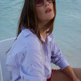 Milla Long Sleeve Purple Cotton Button Down Shirt - Zandra Stone