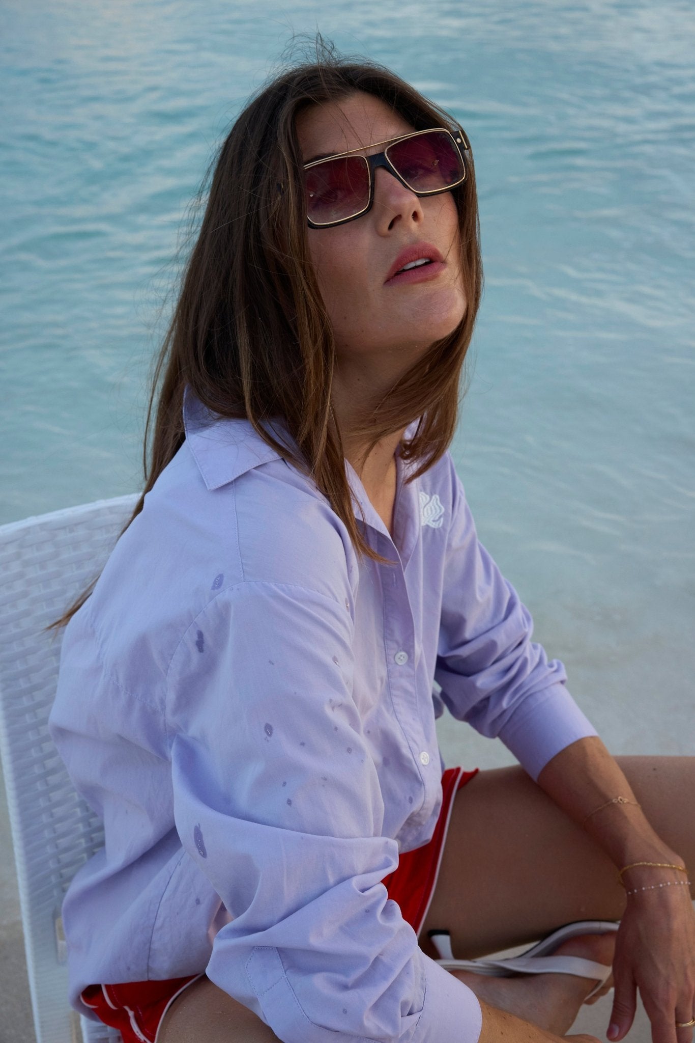 Milla Long Sleeve Purple Cotton Button Down Shirt - Zandra Stone