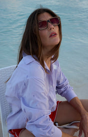 Milla Long Sleeve Purple Cotton Button Down Shirt - Zandra Stone