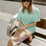 Mint Cotton Short Sleeve Button Down Shirt - Zandra Stone