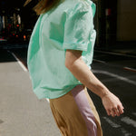 Mint Cotton Short Sleeve Button Down Shirt - Zandra Stone