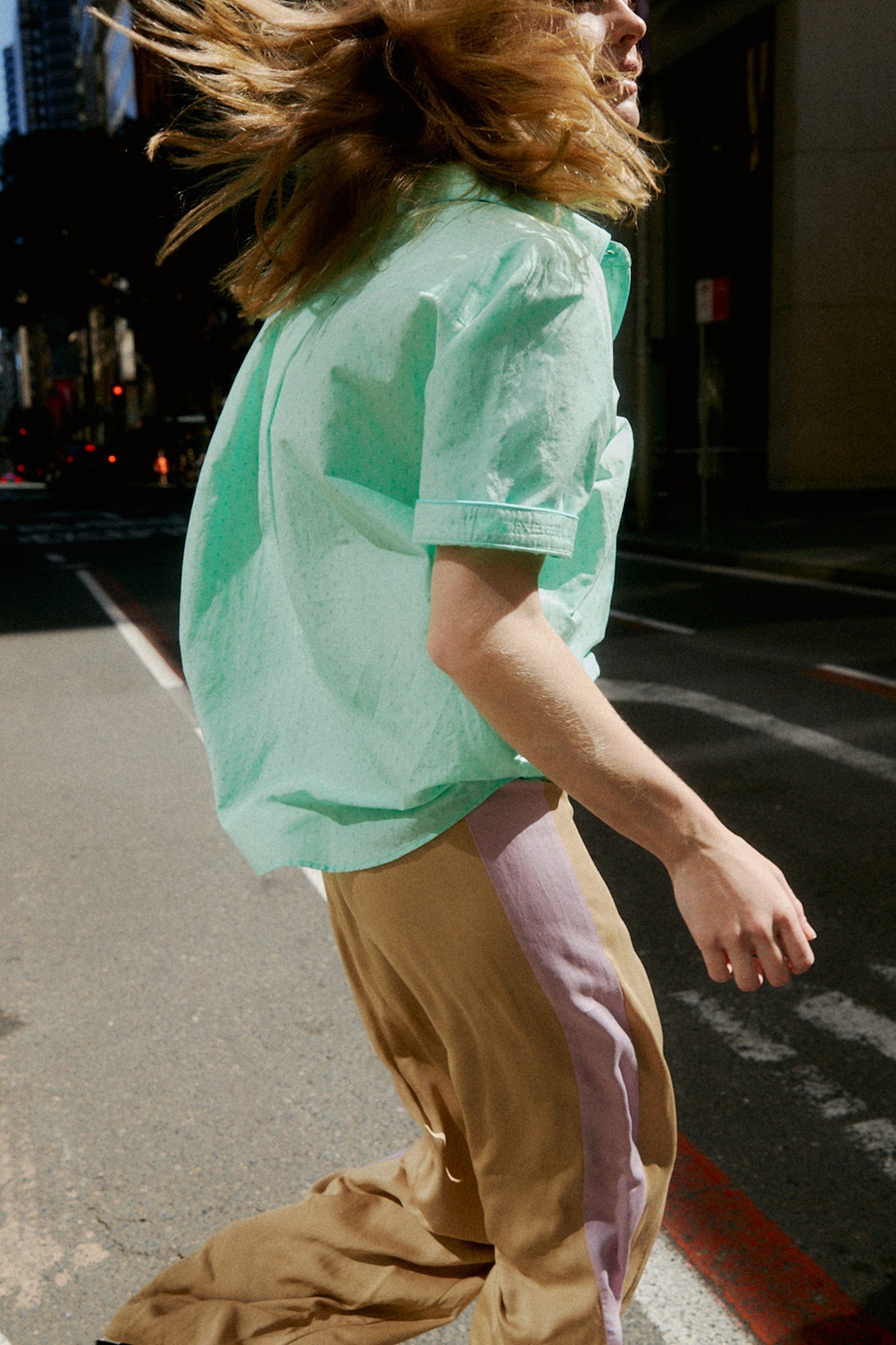 Mint Cotton Short Sleeve Button Down Shirt - Zandra Stone