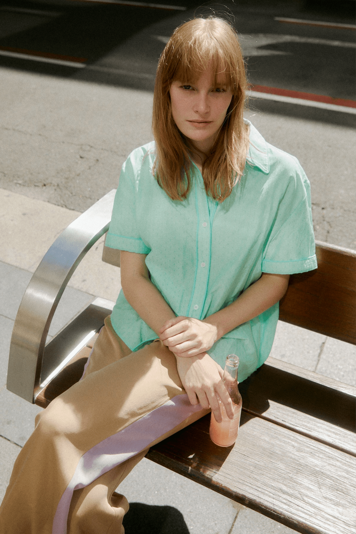 Mint Cotton Short Sleeve Button Down Shirt - Zandra Stone