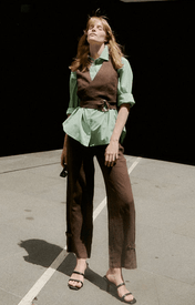 Mocha Linen Trouser - Zandra Stone