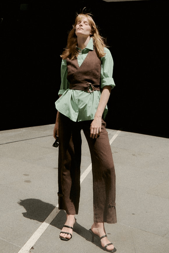 Mocha Linen Trouser - Zandra Stone