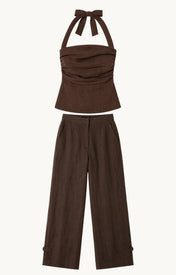 Mocha Linen Trouser - Zandra Stone