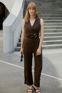 Mocha Linen Trouser - Zandra Stone