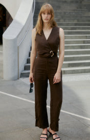 Mocha Linen Trouser - Zandra Stone