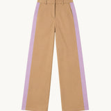Mocha Women's Pant with Lavender Side Stripe - Zandra Stone
