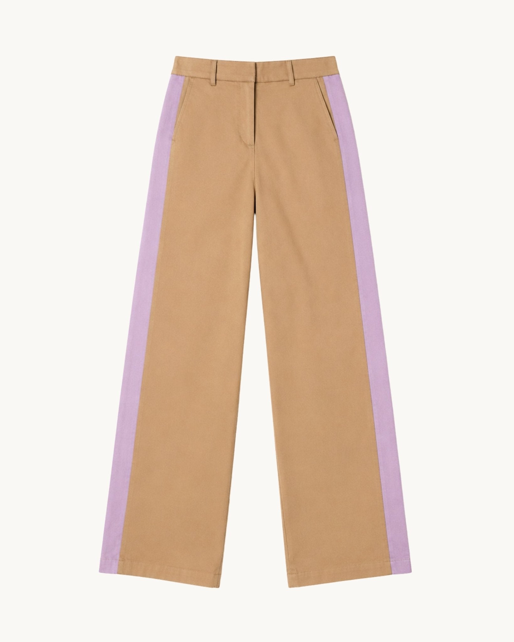 Mocha Women's Pant with Lavender Side Stripe - Zandra Stone