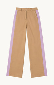 Mocha Women's Pant with Lavender Side Stripe - Zandra Stone