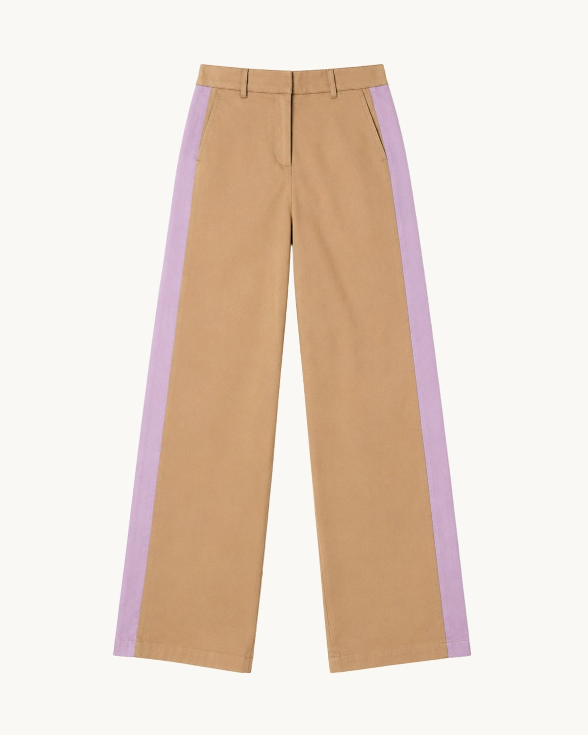 Mocha Women's Pant with Lavender Side Stripe - Zandra Stone