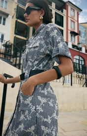 Monty Belted Dress - Black/White Gingham - Zandra Stone
