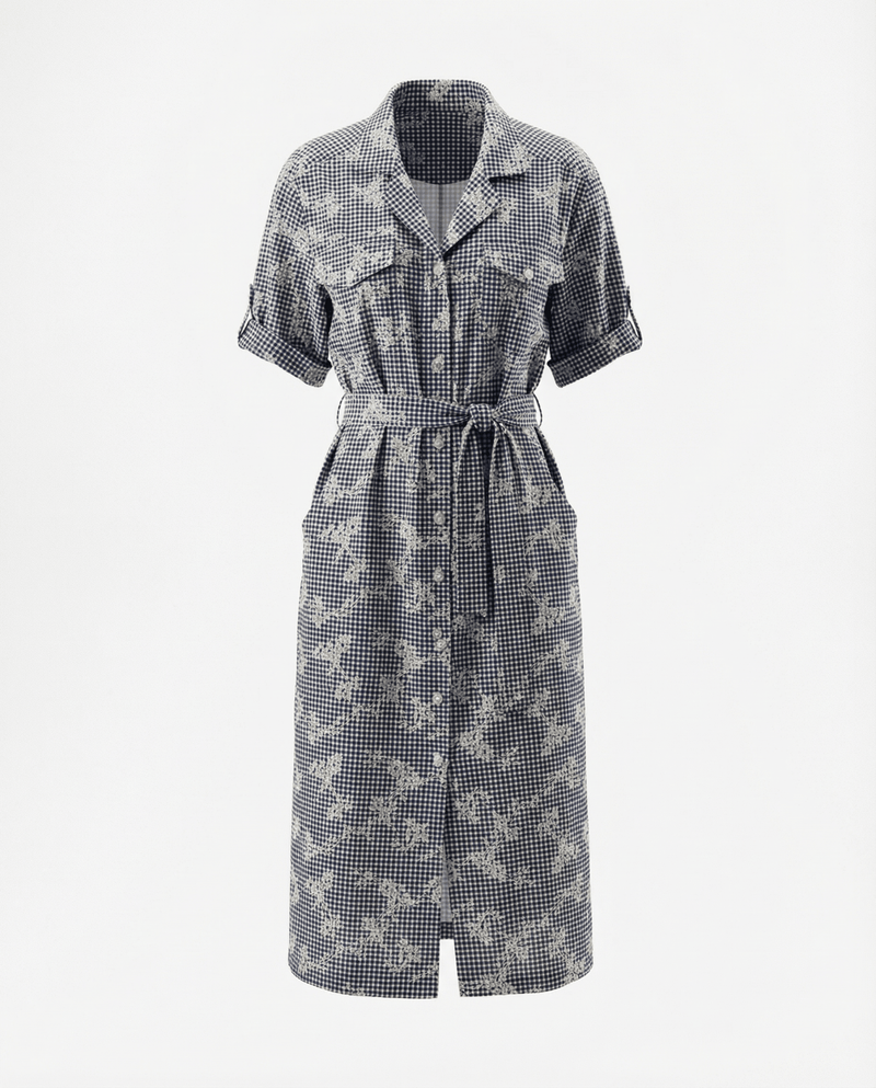 Monty Belted Dress - Black/White Gingham - Zandra Stone