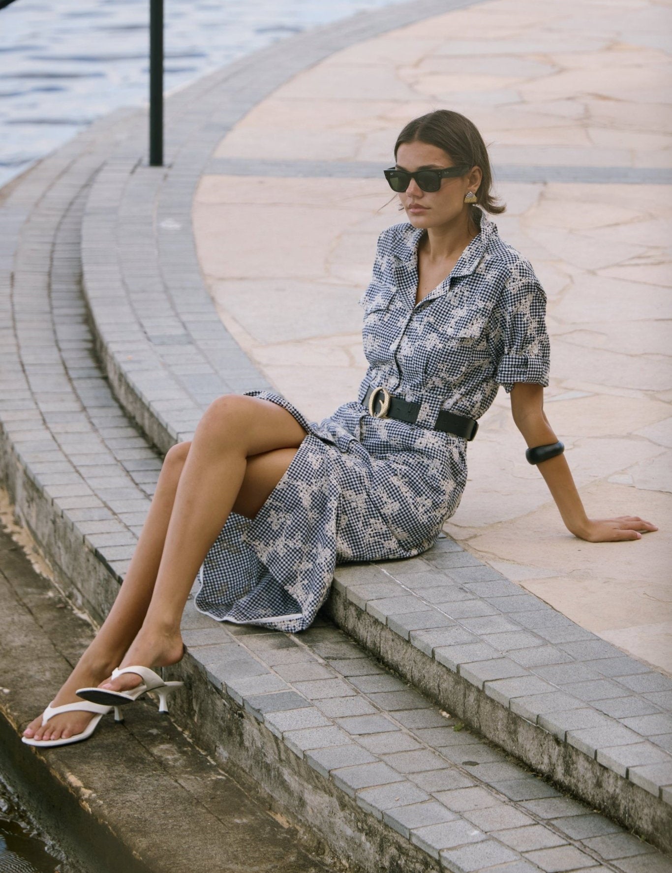 Monty Belted Dress - Black/White Gingham - Zandra Stone