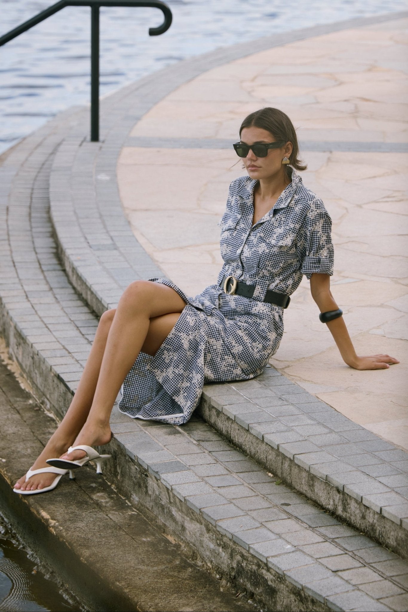 Monty Belted Dress - Black/White Gingham - Zandra Stone