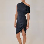 Otto Ruching Dress in Midnight Navy - Zandra Stone
