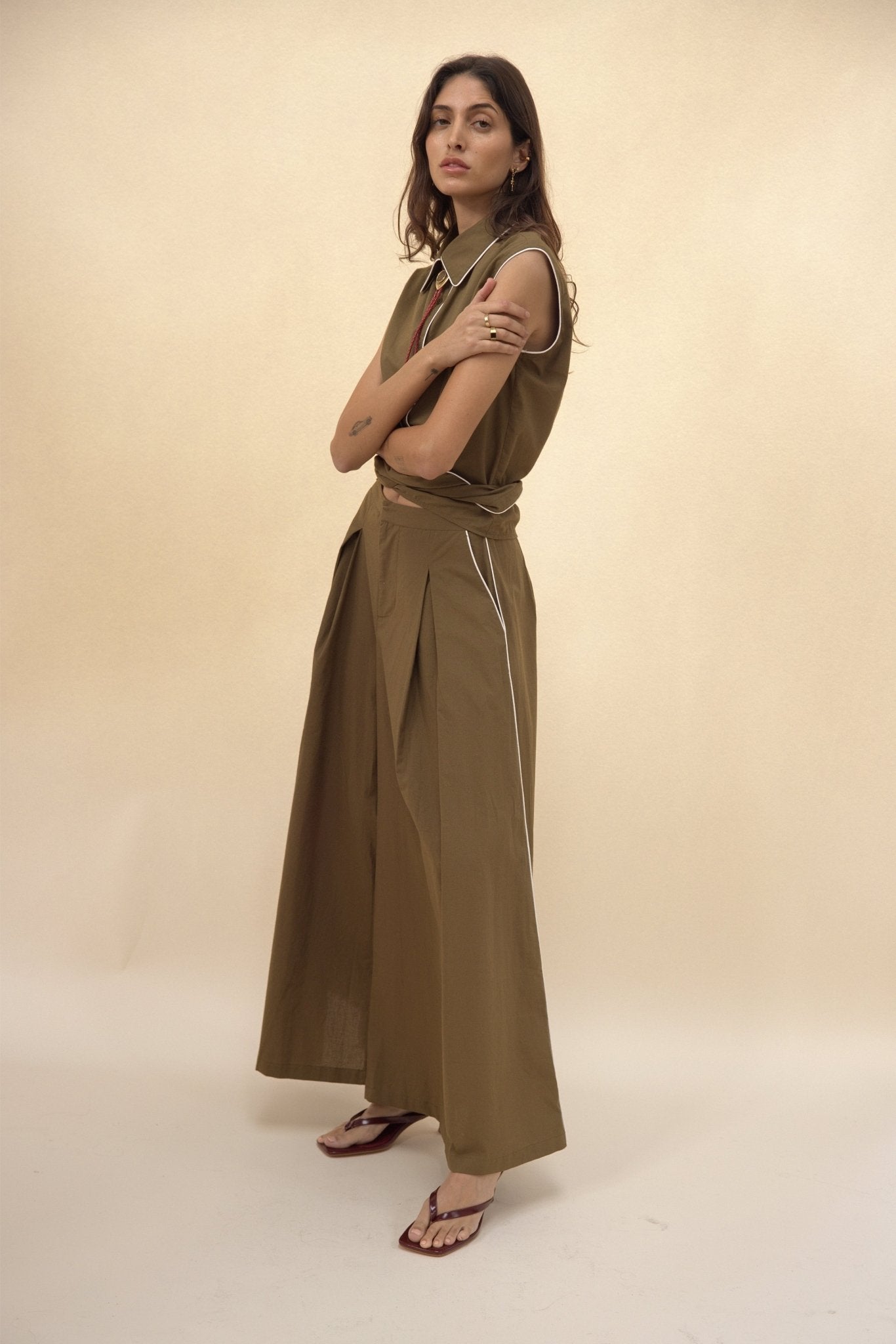Palazzo Pant - Olive - Zandra Stone