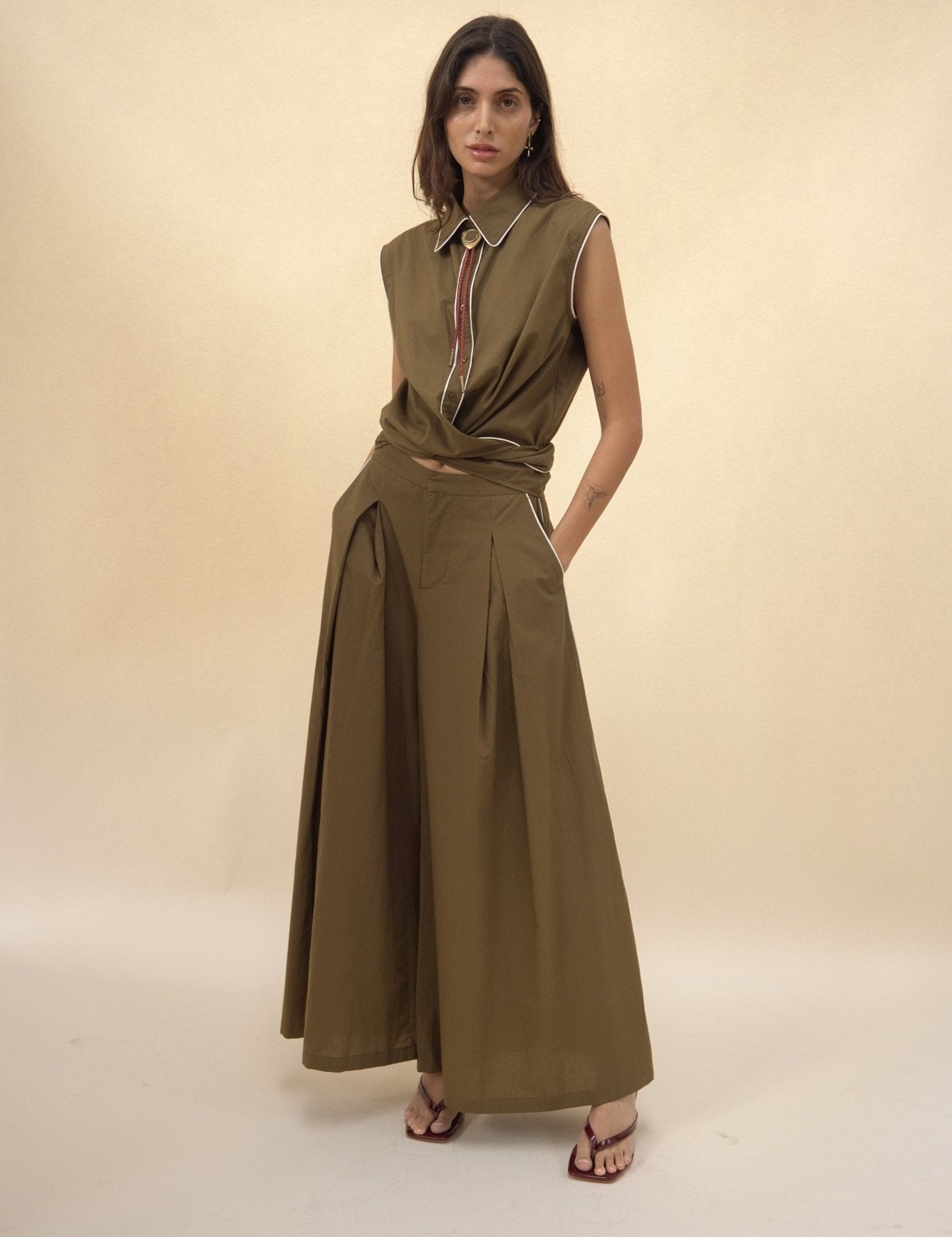 Palazzo Pant - Olive - Zandra Stone