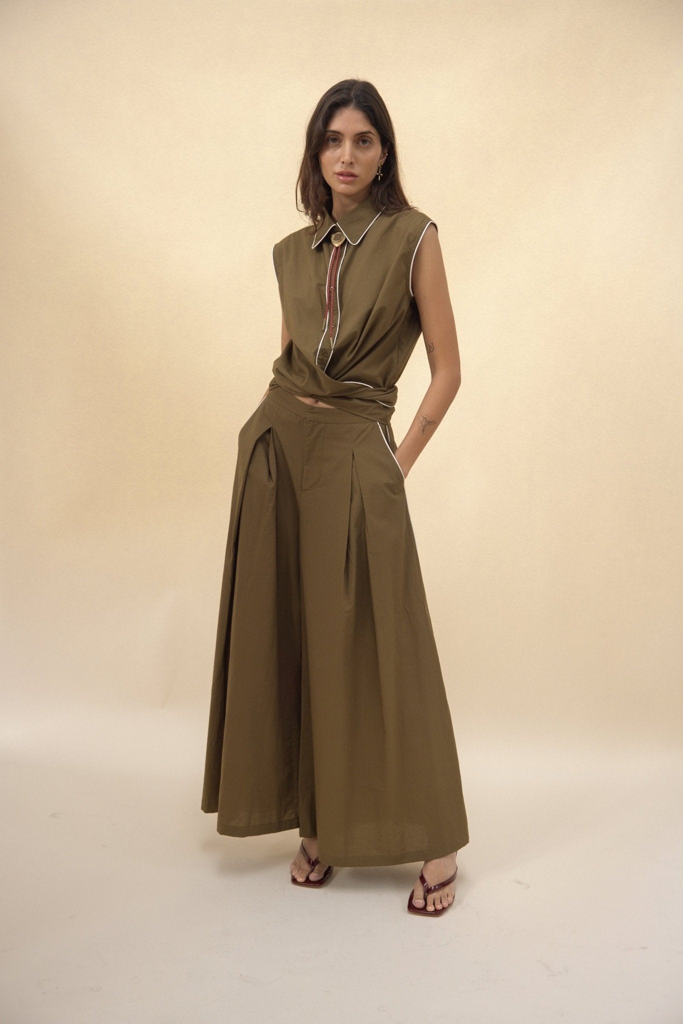 Palazzo Pant - Olive - Zandra Stone