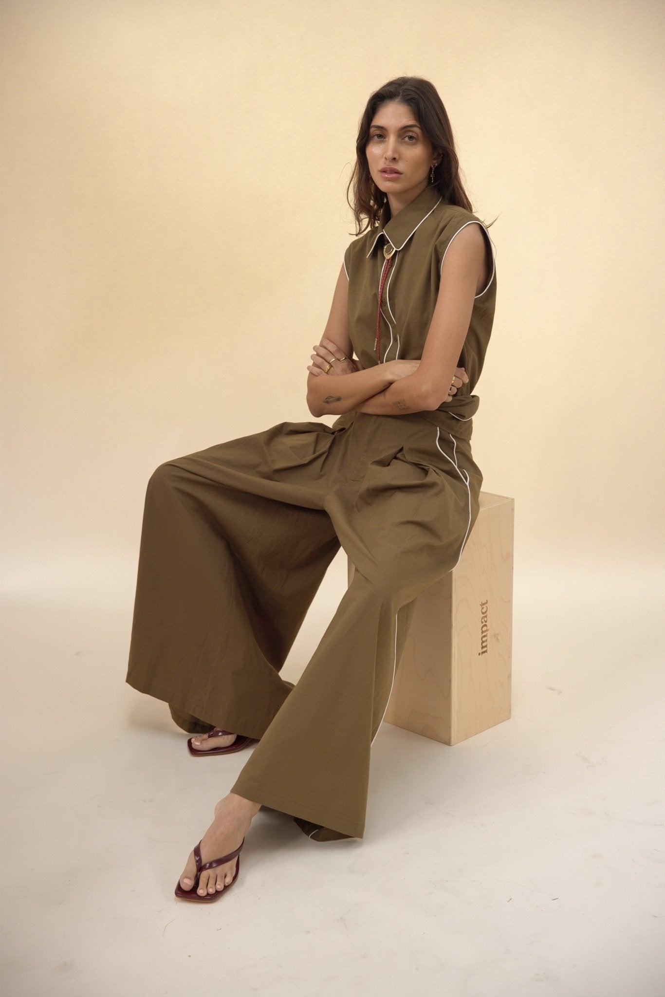 Palazzo Pant - Olive - Zandra Stone