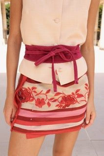 Pink Suede Wrap Belt - Cummerbund - Zandra Stone