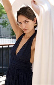 Puna Halter Dress Eyelet - Navy - Zandra Stone