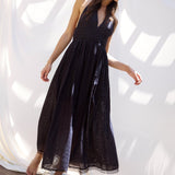 Puna Halter Dress Eyelet - Navy - Zandra Stone