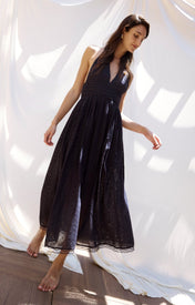 Puna Halter Dress Eyelet - Navy - Zandra Stone