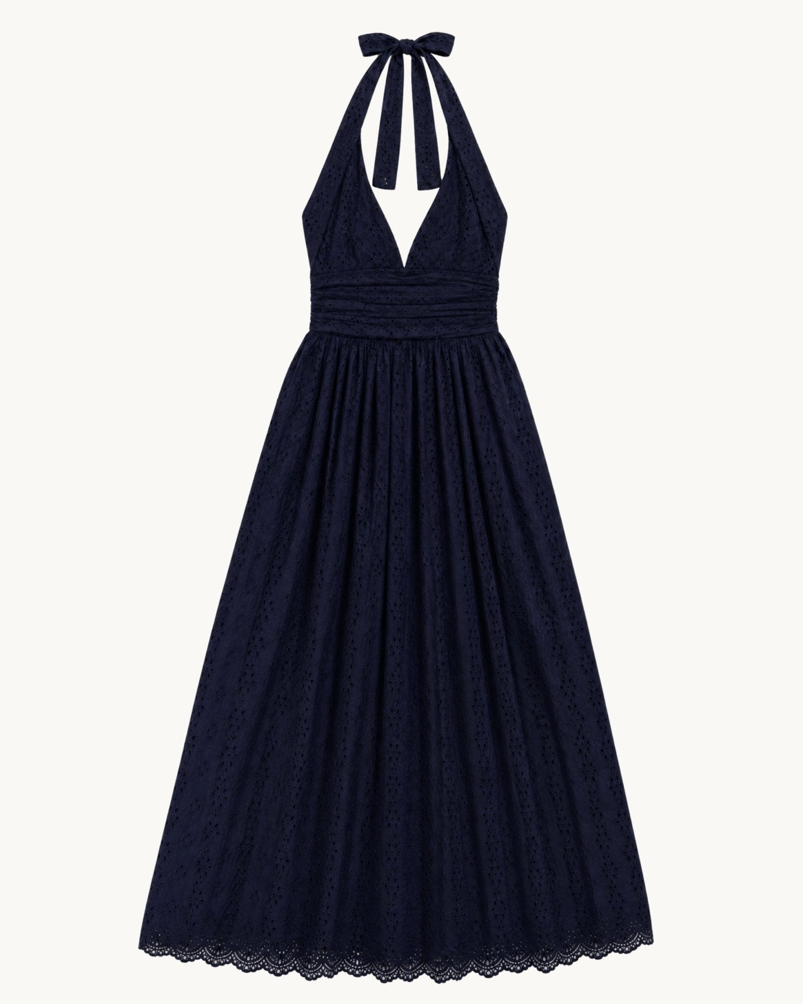 Puna Halter Dress Eyelet - Navy - Zandra Stone