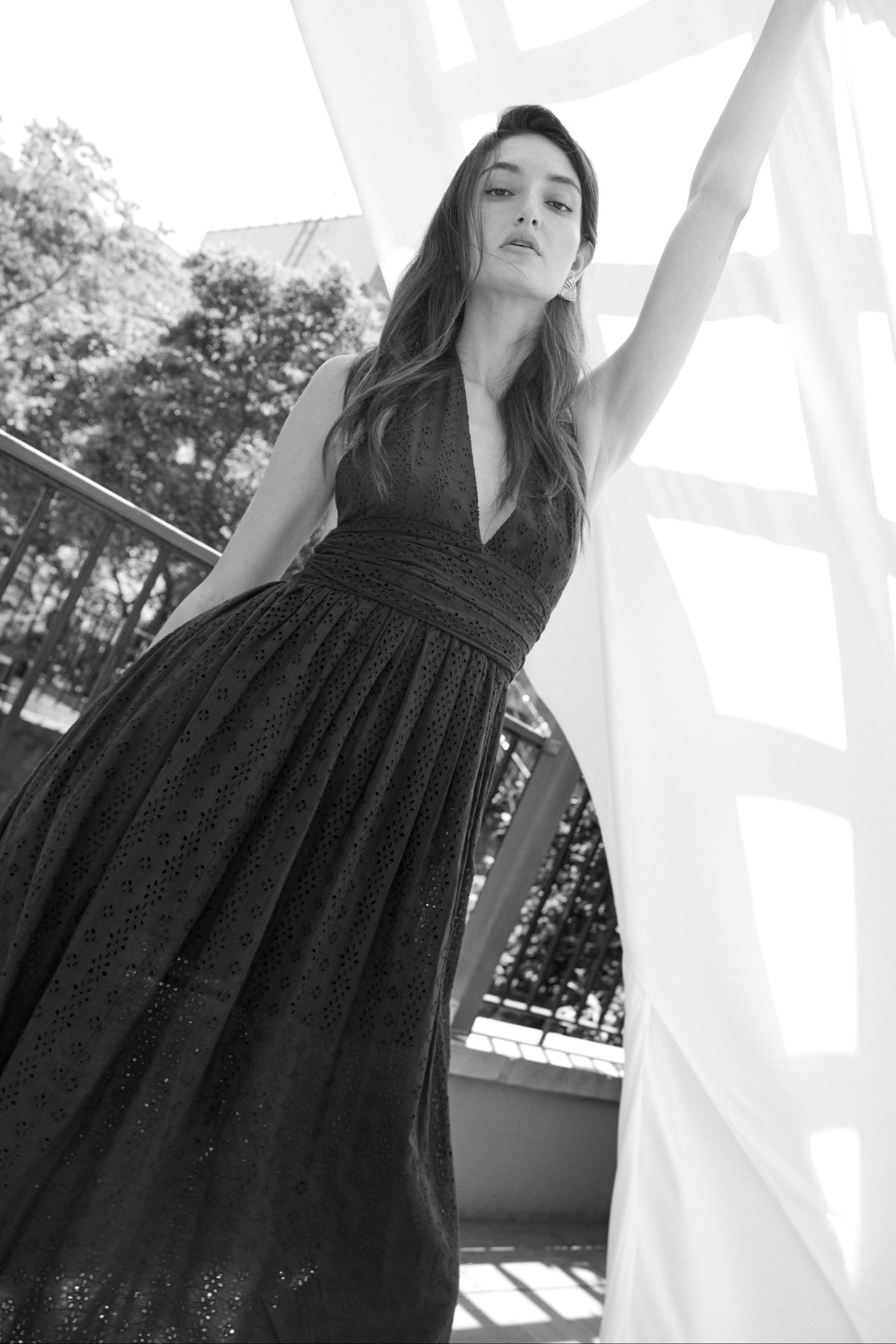 Puna Halter Dress Eyelet - Navy - Zandra Stone