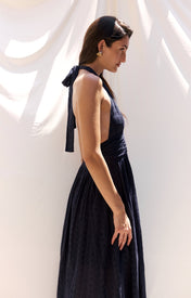 Puna Halter Dress Eyelet - Navy - Zandra Stone
