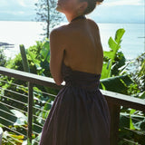 Puna Halter Dress - Purple Stripe - Zandra Stone