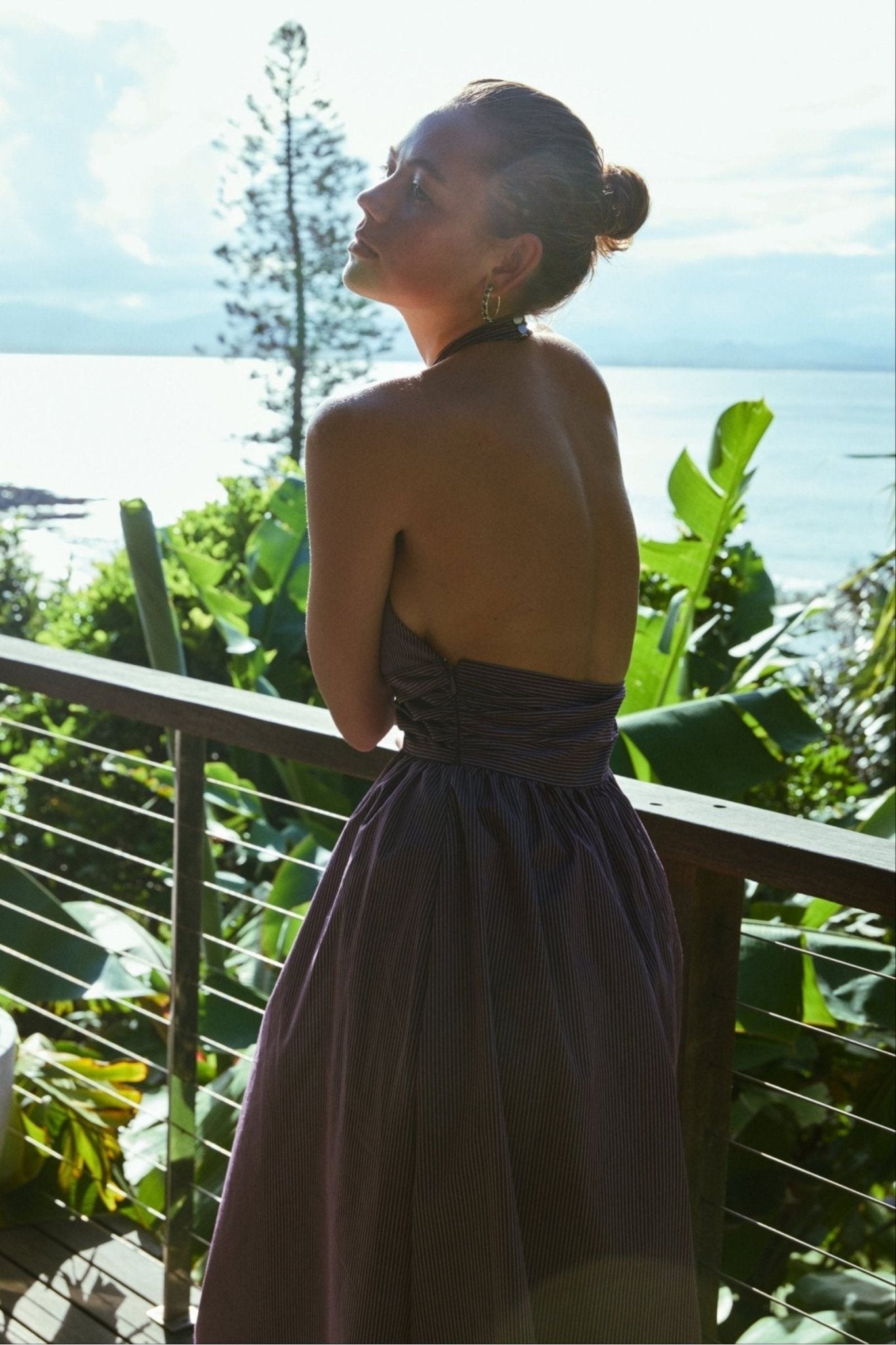 Puna Halter Dress - Purple Stripe - Zandra Stone