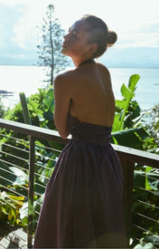 Puna Halter Dress - Purple Stripe - Zandra Stone
