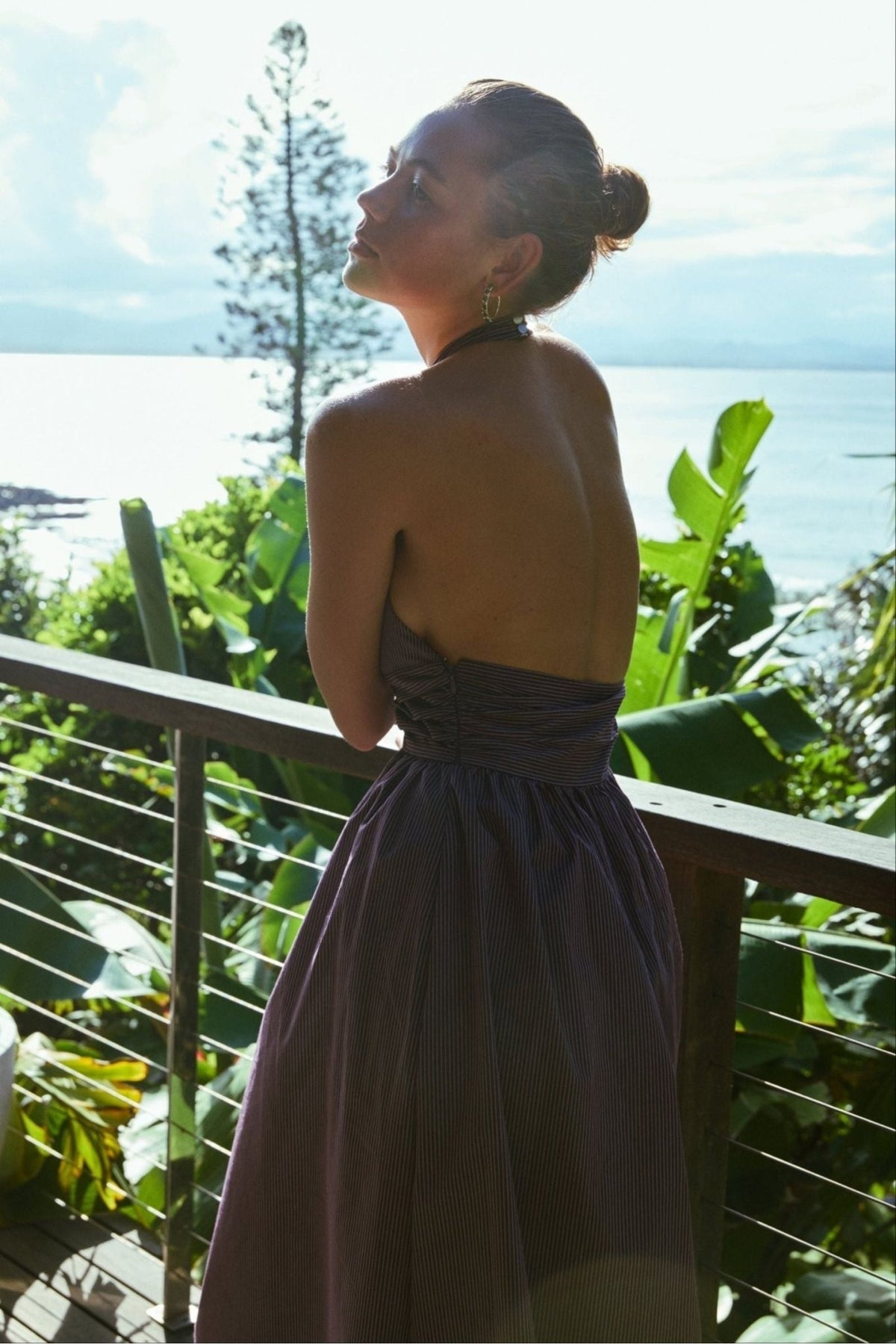 Puna Halter Dress - Purple Stripe - Zandra Stone
