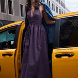 Puna Halter Dress - Purple Stripe - Zandra Stone