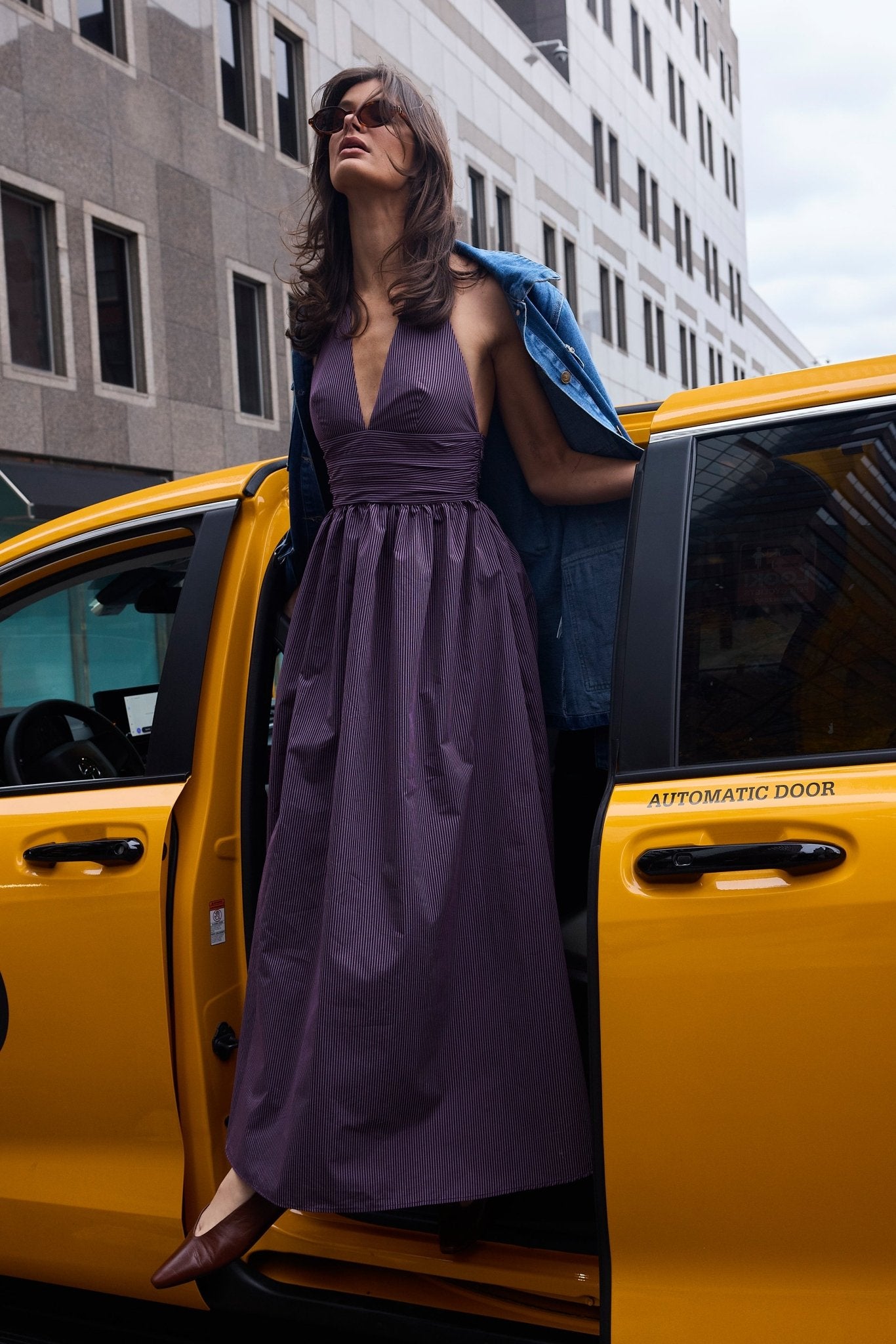 Puna Halter Dress – Purple Stripe - Zandra Stone