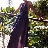 Puna Halter Dress - Purple Stripe - Zandra Stone