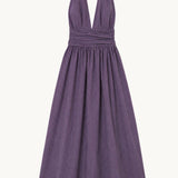 Puna Halter Dress - Purple Stripe - Zandra Stone