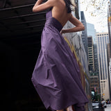Puna Halter Dress - Purple Stripe - Zandra Stone