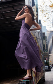 Puna Halter Dress - Purple Stripe - Zandra Stone