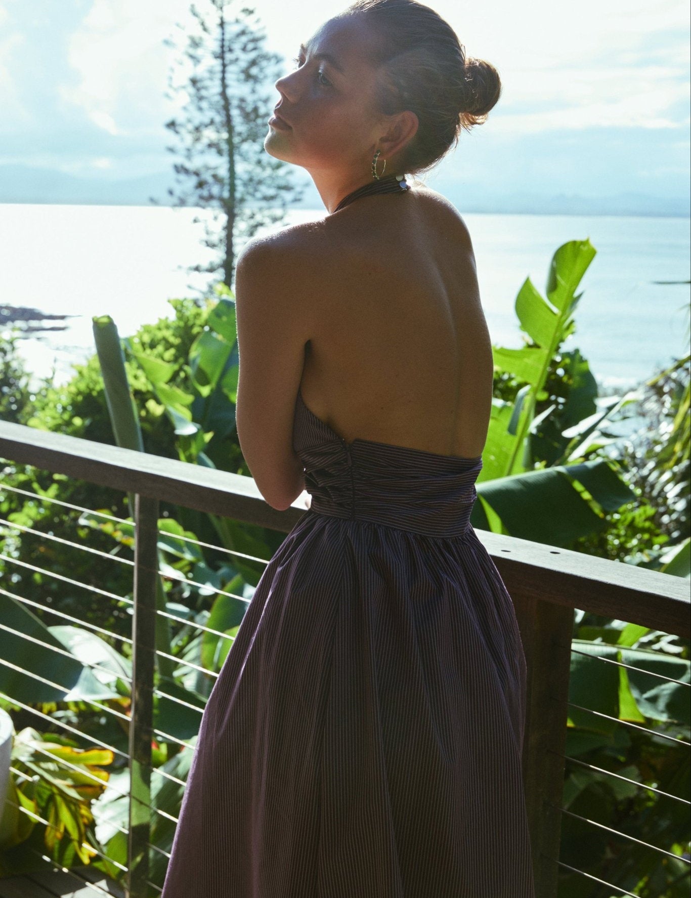 Puna Halter Dress – Purple Stripe - Zandra Stone