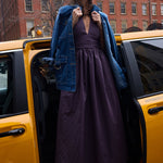 Puna Halter Dress – Purple Stripe - Zandra Stone